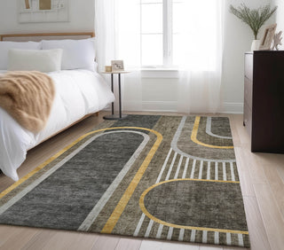 Piper Looms Mayfield Art Deco AMF532 Taupe Machine Washable Area Rug Lifestyle Image Feature
