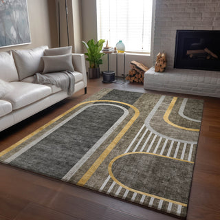 Piper Looms Mayfield Art Deco AMF532 Taupe Machine Washable Area Rug Lifestyle Image Feature
