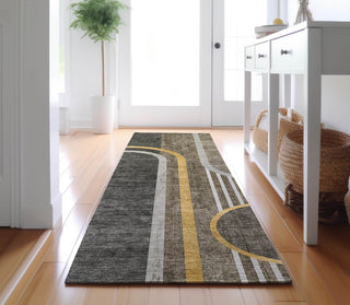 Piper Looms Mayfield Art Deco AMF532 Taupe Machine Washable Area Rug Runner Lifestyle Image Feature