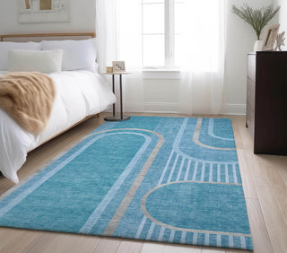 Piper Looms Mayfield Art Deco AMF532 Teal Machine Washable Area Rug Lifestyle Image Feature
