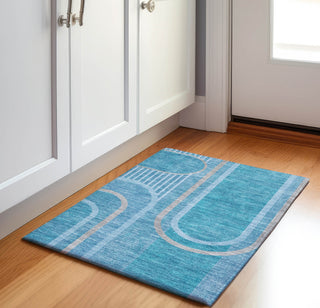 Piper Looms Mayfield Art Deco AMF532 Teal Machine Washable Area Rug Scatter Lifestyle Image Feature