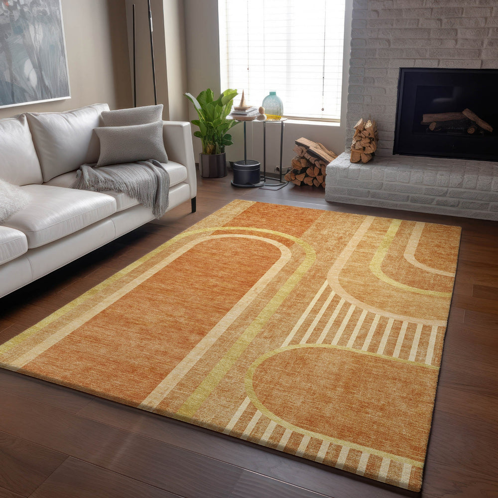 Piper Looms Mayfield Art Deco AMF532 Terracotta Machine Washable Area Rug Lifestyle Image Feature
