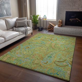 Piper Looms Mayfield Paisley AMF533 Aloe Machine Washable Area Rug Lifestyle Image Feature