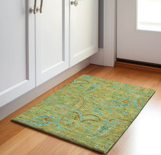 Piper Looms Mayfield Paisley AMF533 Aloe Machine Washable Area Rug Scatter Lifestyle Image Feature
