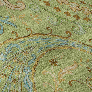 Piper Looms Mayfield Paisley AMF533 Aloe Machine Washable Area Rug Swatch Image
