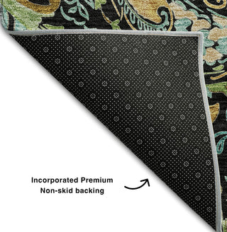 Piper Looms Mayfield Paisley AMF533 Black Machine Washable Area Rug Backing Image