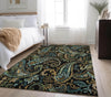 Piper Looms Mayfield Paisley AMF533 Black Machine Washable Area Rug Lifestyle Image Feature