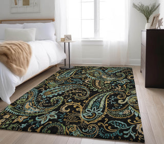 Piper Looms Mayfield Paisley AMF533 Black Machine Washable Area Rug Lifestyle Image Feature