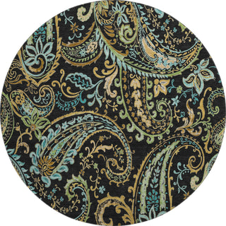 Piper Looms Mayfield Paisley AMF533 Black Machine Washable Area Rug Round Main Image