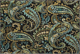 Piper Looms Mayfield Paisley AMF533 Black Machine Washable Area Rug Scatter Main Image