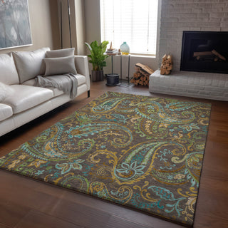 Piper Looms Mayfield Paisley AMF533 Chocolate Machine Washable Area Rug Lifestyle Image Feature