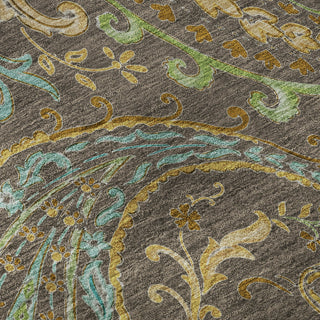 Piper Looms Mayfield Paisley AMF533 Chocolate Machine Washable Area Rug Swatch Image