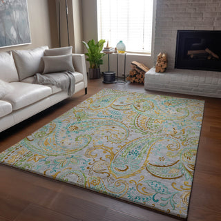 Piper Looms Mayfield Paisley AMF533 Gray Machine Washable Area Rug Lifestyle Image Feature