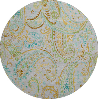 Piper Looms Mayfield Paisley AMF533 Gray Machine Washable Area Rug Round Main Image