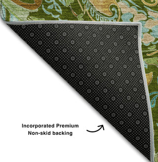 Piper Looms Mayfield Paisley AMF533 Green Machine Washable Area Rug Backing Image