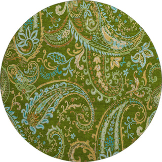Piper Looms Mayfield Paisley AMF533 Green Machine Washable Area Rug Round Main Image