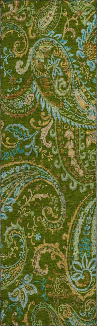 Piper Looms Mayfield Paisley AMF533 Green Machine Washable Area Rug Runner Main Image