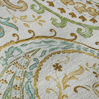 Piper Looms Mayfield Paisley AMF533 Ivory Machine Washable Area Rug Swatch Image