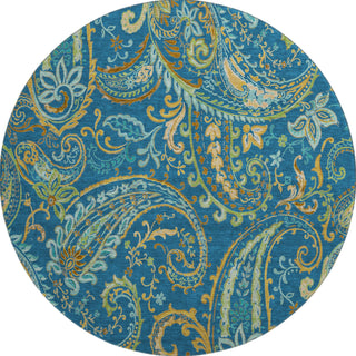 Piper Looms Mayfield Paisley AMF533 Navy Machine Washable Area Rug Round Main Image