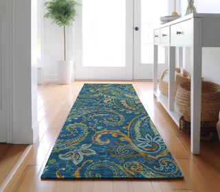 Piper Looms Mayfield Paisley AMF533 Navy Machine Washable Area Rug Runner Lifestyle Image Feature