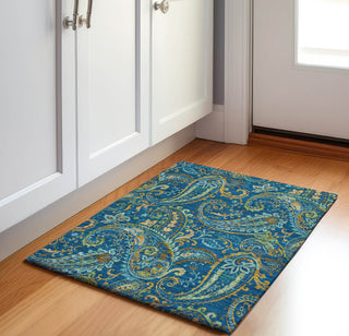 Piper Looms Mayfield Paisley AMF533 Navy Machine Washable Area Rug Scatter Lifestyle Image Feature