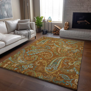 Piper Looms Mayfield Paisley AMF533 Paprika Machine Washable Area Rug Lifestyle Image Feature