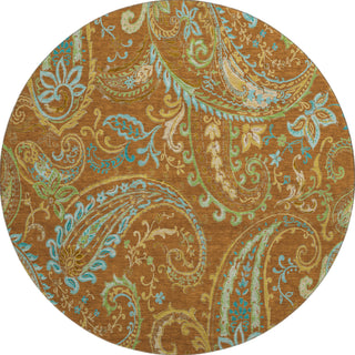 Piper Looms Mayfield Paisley AMF533 Paprika Machine Washable Area Rug Round Main Image