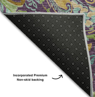 Piper Looms Mayfield Paisley AMF533 Purple Machine Washable Area Rug Backing Image