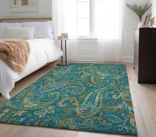 Piper Looms Mayfield Paisley AMF533 Teal Machine Washable Area Rug Lifestyle Image Feature