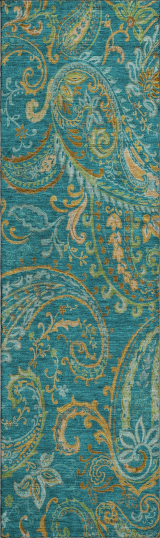 Piper Looms Mayfield Paisley AMF533 Teal Machine Washable Area Rug Runner Main Image