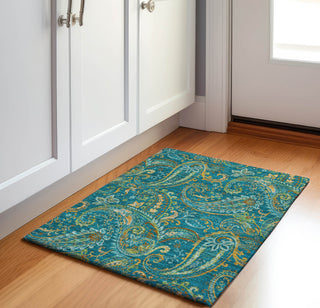 Piper Looms Mayfield Paisley AMF533 Teal Machine Washable Area Rug Scatter Lifestyle Image Feature
