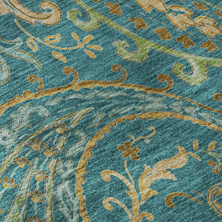 Piper Looms Mayfield Paisley AMF533 Teal Machine Washable Area Rug Swatch Image