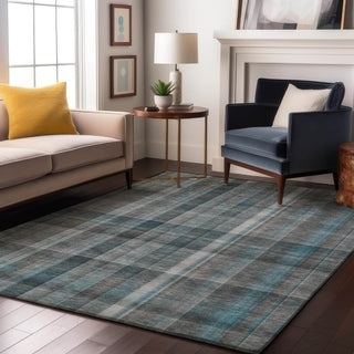 Piper Looms Mayfield Plaid AMF534 Teal Machine Washable Area Rug Lifestyle Image Feature