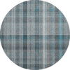 Piper Looms Mayfield Plaid AMF534 Teal Machine Washable Area Rug Round Main Image