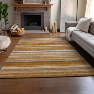 Piper Looms Mayfield Stripes AMF535 Paprika Machine Washable Area Rug Lifestyle Image Feature