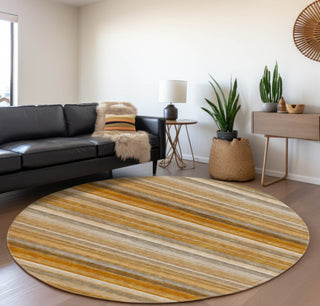 Piper Looms Mayfield Stripes AMF535 Paprika Machine Washable Area Rug Round Lifestyle Image Feature