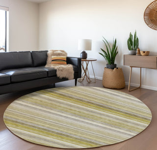 Piper Looms Mayfield Stripes AMF535 Wheat Machine Washable Area Rug Round Lifestyle Image Feature