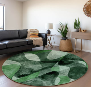 Piper Looms Mayfield Abstract AMF536 Fern Machine Washable Area Rug Round Lifestyle Image Feature