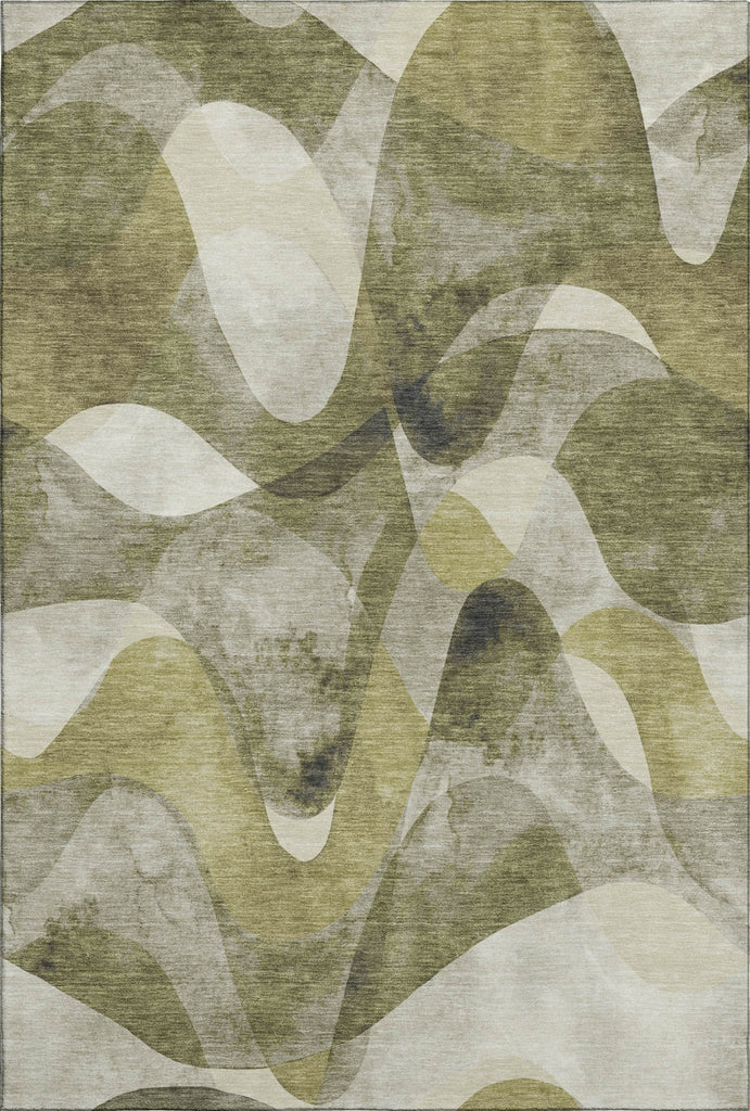 Piper Looms Mayfield Abstract AMF536 Olive Machine Washable Area Rug main image