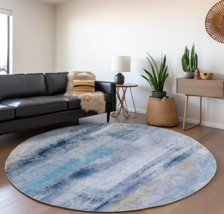 Piper Looms Mayfield Casual AMF537 Blue Machine Washable Area Rug Round Lifestyle Image Feature