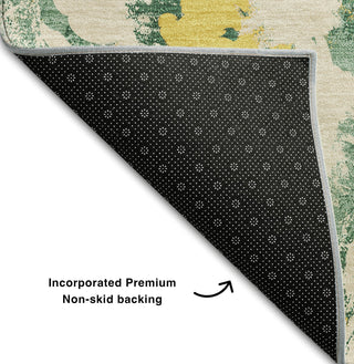 Piper Looms Mayfield Floral AMF538 Green Machine Washable Area Rug Backing Image