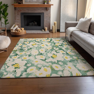 Piper Looms Mayfield Floral AMF538 Green Machine Washable Area Rug Lifestyle Image Feature