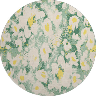 Piper Looms Mayfield Floral AMF538 Green Machine Washable Area Rug Round Main Image