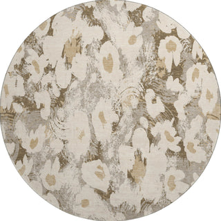 Piper Looms Mayfield Floral AMF538 Khaki Machine Washable Area Rug Round Main Image