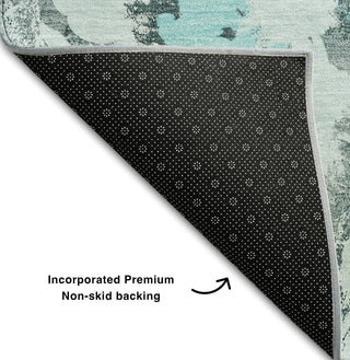 Piper Looms Mayfield Floral AMF538 Teal Machine Washable Area Rug Backing Image