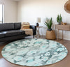 Piper Looms Mayfield Floral AMF538 Teal Machine Washable Area Rug Round Lifestyle Image Feature