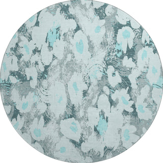 Piper Looms Mayfield Floral AMF538 Teal Machine Washable Area Rug Round Main Image