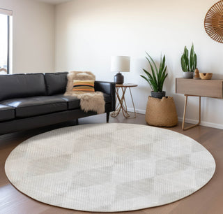 Piper Looms Mayfield Geometric AMF539 Ivory Machine Washable Area Rug Round Lifestyle Image Feature