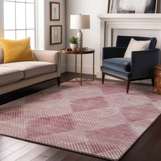 Piper Looms Mayfield Geometric AMF539 Merlot Machine Washable Area Rug Lifestyle Image Feature