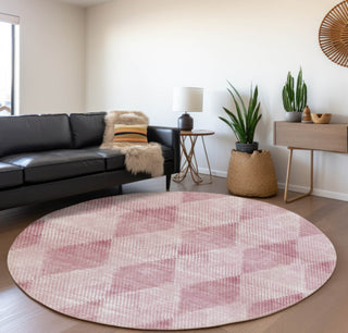 Piper Looms Mayfield Geometric AMF539 Merlot Machine Washable Area Rug Round Lifestyle Image Feature